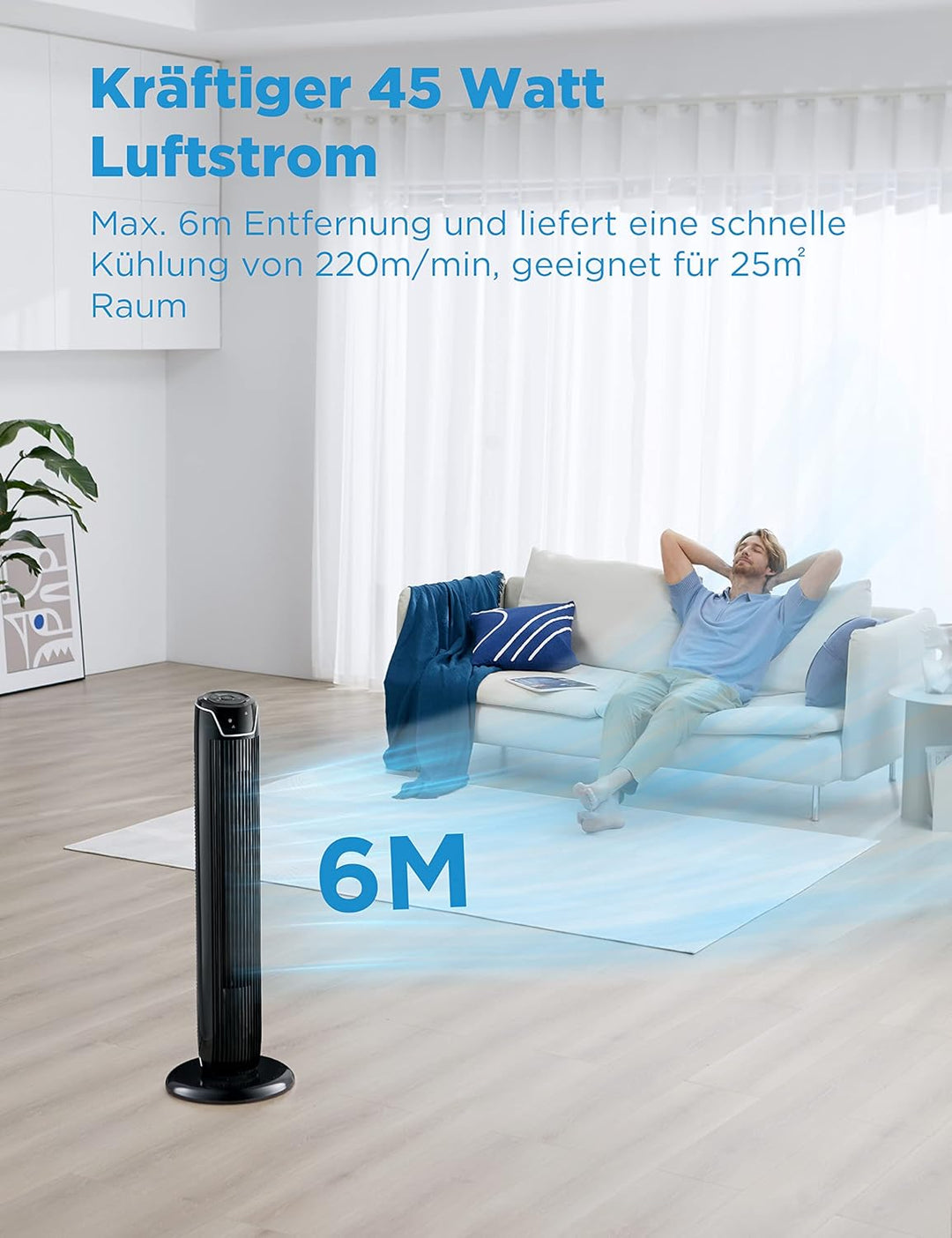 Midea Luftkühler mit Wasserkühlung & FZ10-17JR Turmventilator Leise mit Fernbedienung 92CM, mobiler