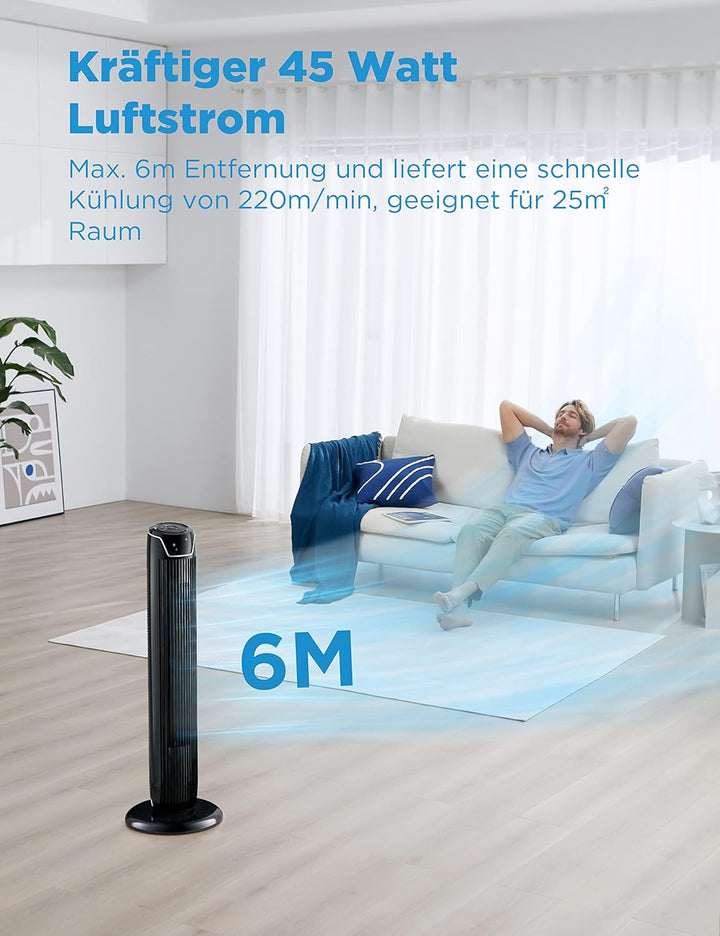 Midea Luftkühler mit Wasserkühlung & FZ10-17JR Turmventilator Leise mit Fernbedienung 92CM, mobiler