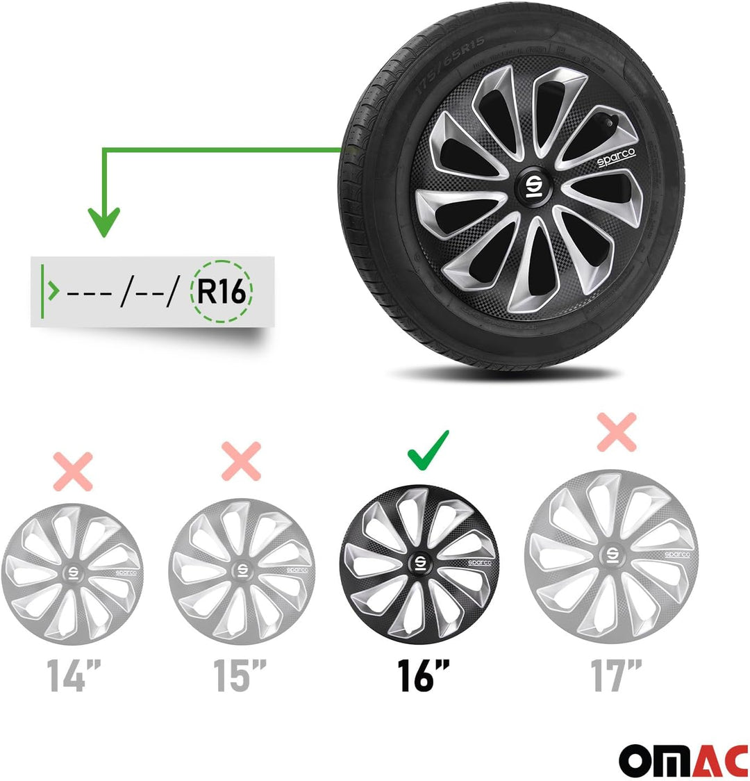 Satz Sparco Radzierblenden Sicilia 16-Zoll Schwarz/Silber/Karbon