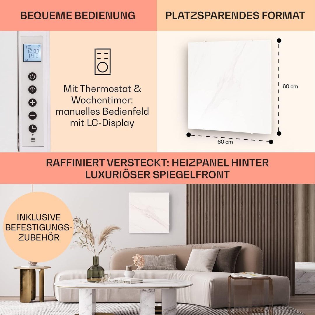 Klarstein 2-in-1 Infrarotheizung & Konvektor, Infrarotheizung mit Thermostat 500W, IP24-Infrarotheiz