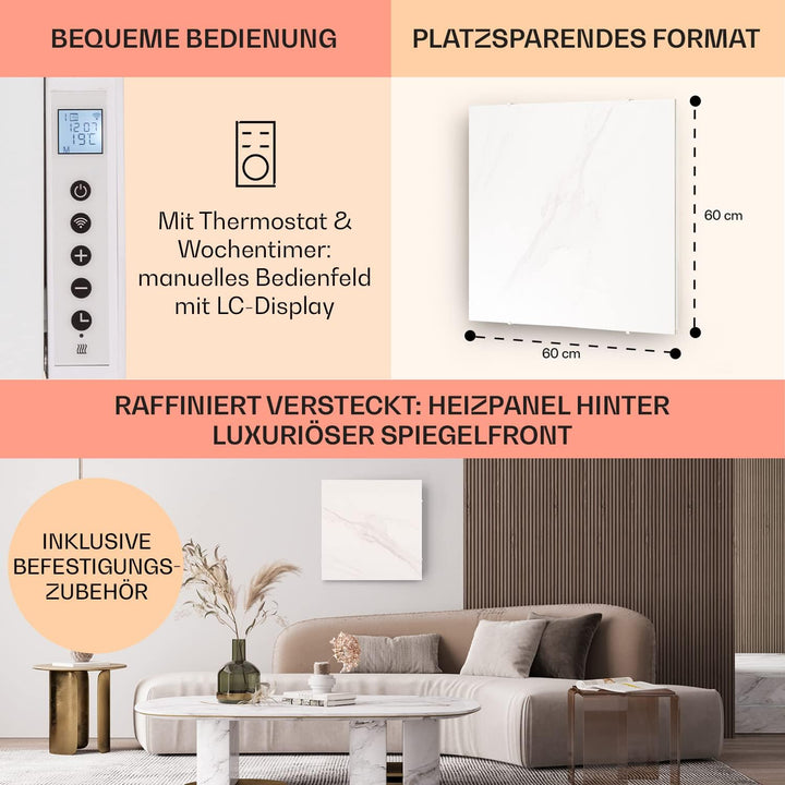 Klarstein 2-in-1 Infrarotheizung & Konvektor, Infrarotheizung mit Thermostat 500W, IP24-Infrarotheiz
