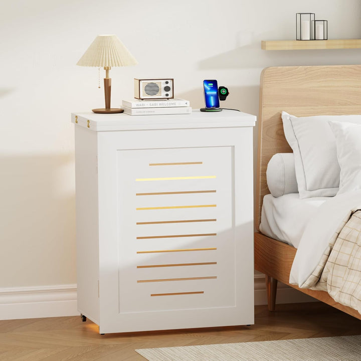 Gurexl 2 in 1 Nähtisch klappbar mit Ladestation und Led Beleuchtung,Nähmaschinentisch mit Ablagefach