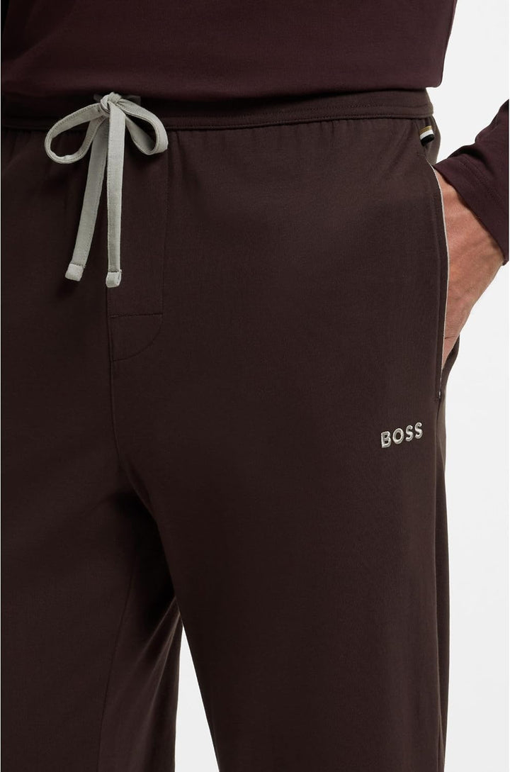 BOSS Herren Sestart Jogginghose aus Baumwoll-Terry mit Logo-Aufnäher S Dark Brown, S Dark Brown