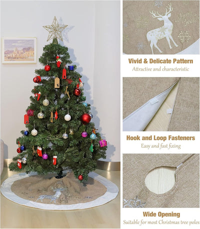 Lewondr Weihnachtsbaum Rock, 120CM Rund Weihnachtsbaumdecke Christbaumständer Teppich mit Exquisiter