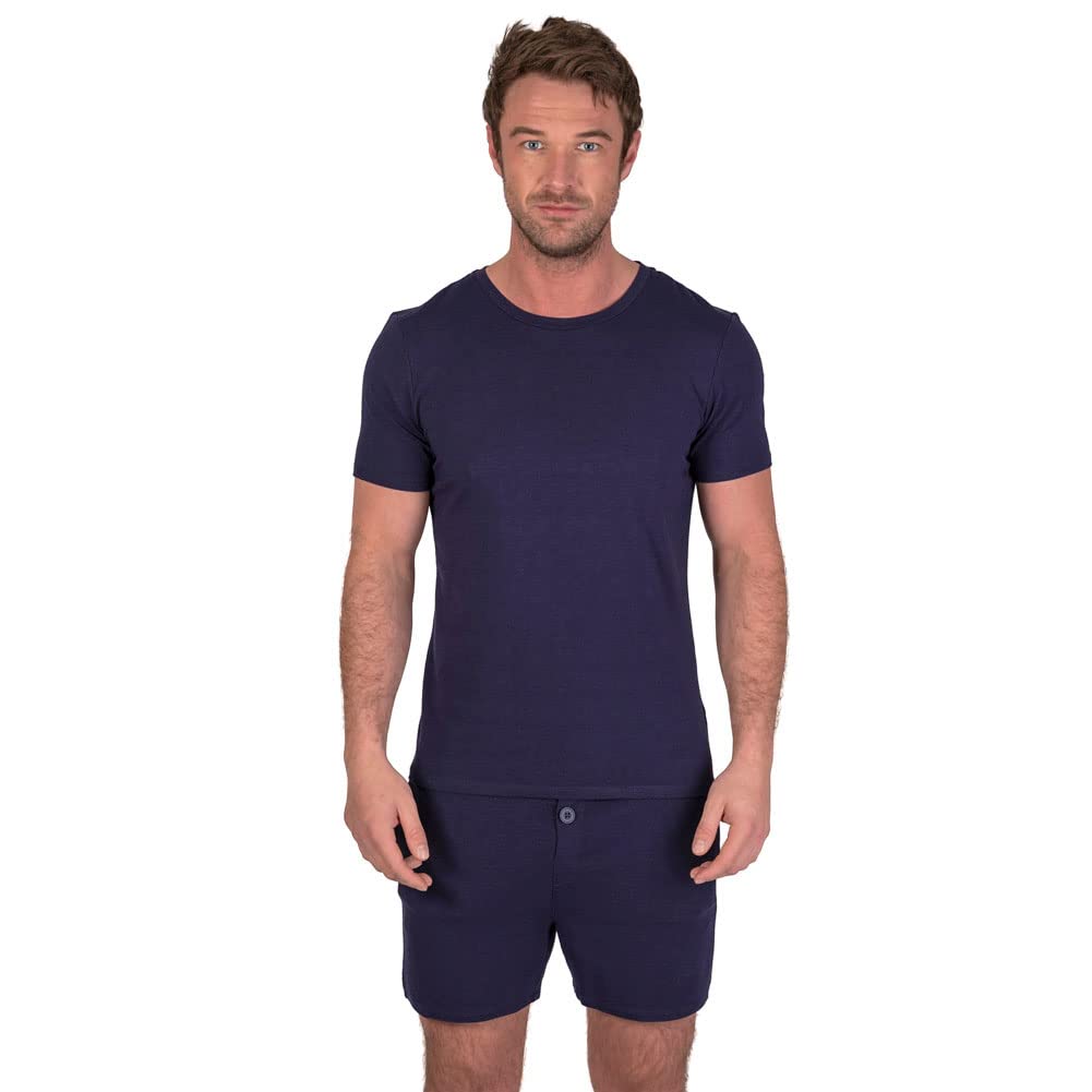 Light & Shade Pyjama-Set mit Oberteil und kurzer Hose für Herren, Marine, XL XL Marine, XL Marine