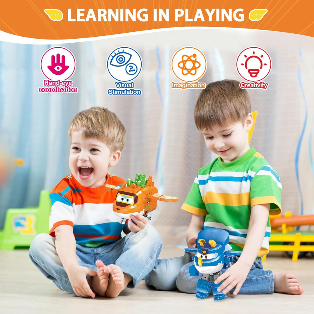 Super Wings Verwandelbares Roboterspielzeug 2PCS Trico & Stego, 3-in-1 Dinosaurier-Spielzeug 12,7 cm