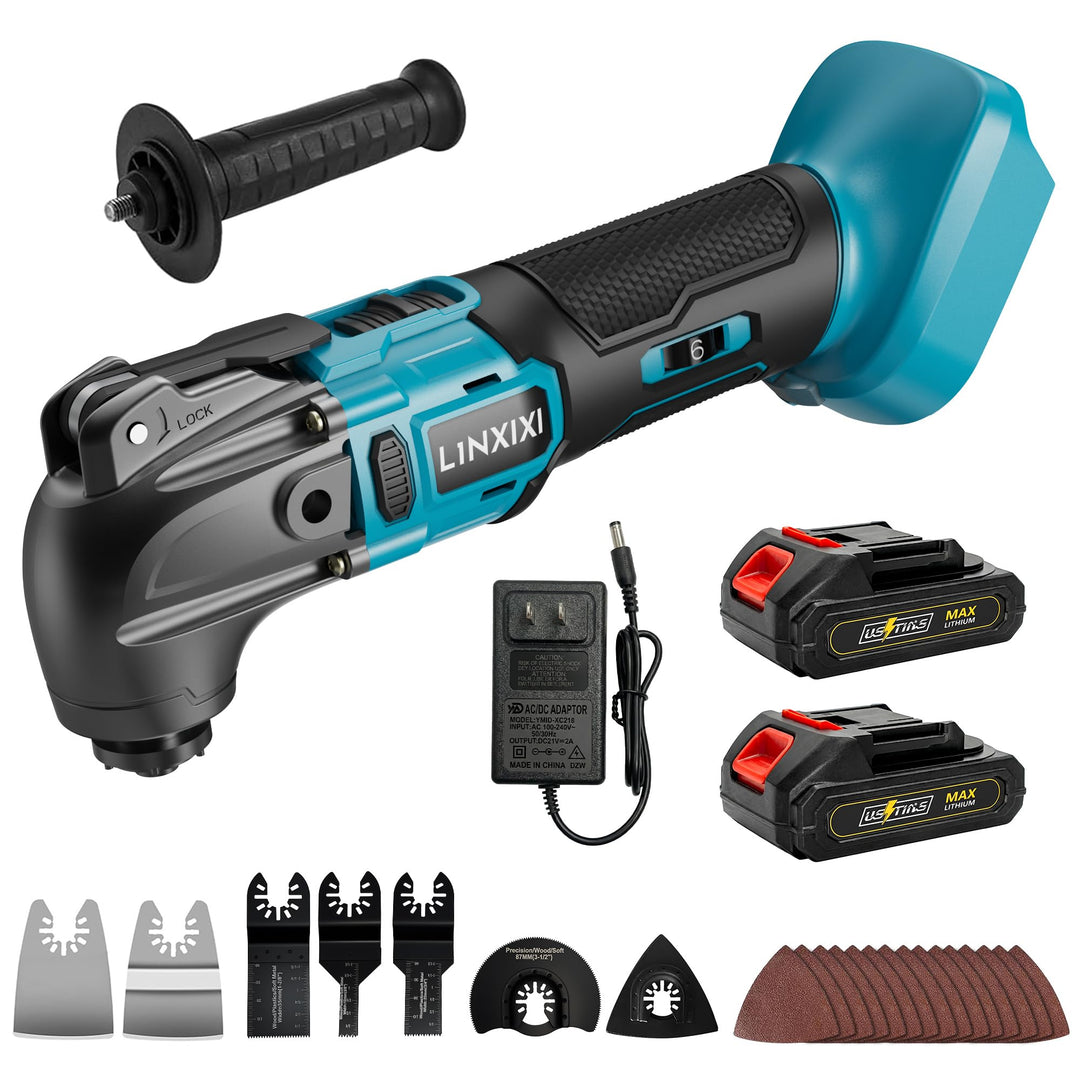 Akku Multifunktionswerkzeug mit 2x2000mAh Akku, kompatibel mit Makita LXT-18V Akku, Bürstenloses Osz