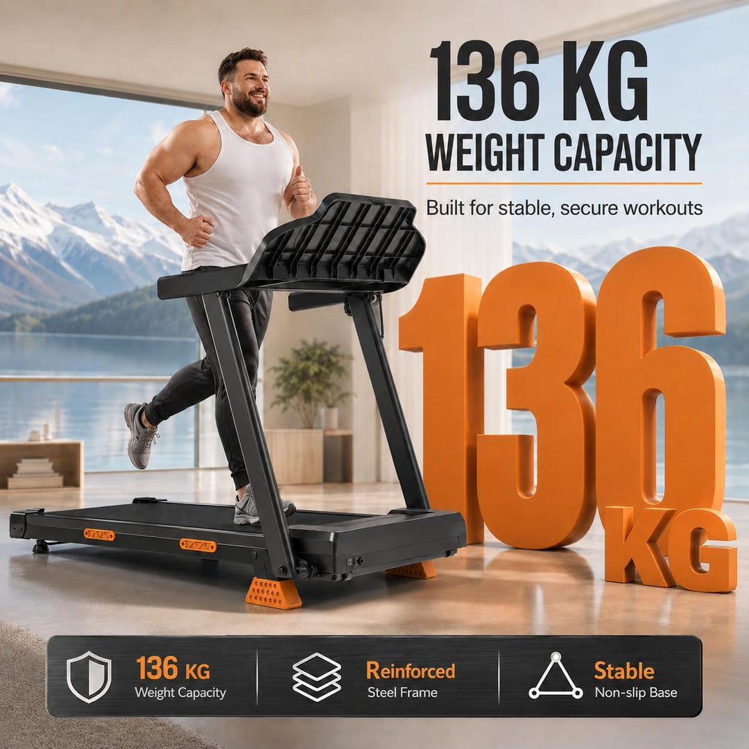 Laufband für Zuhause mit Steigung 15%-18% Auto | Laufbänder 12KM/H, Treadmill for Home mit 3,0-PS-Mo