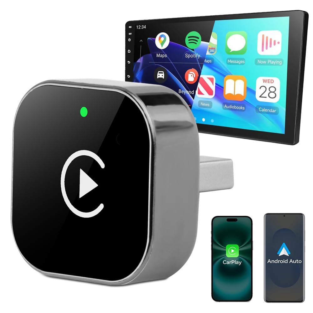 CarPlay & Android Auto Wireless Adapter, 2 in 1 Carplay Wireless Adapter mit Type-C Adapters, Mini W