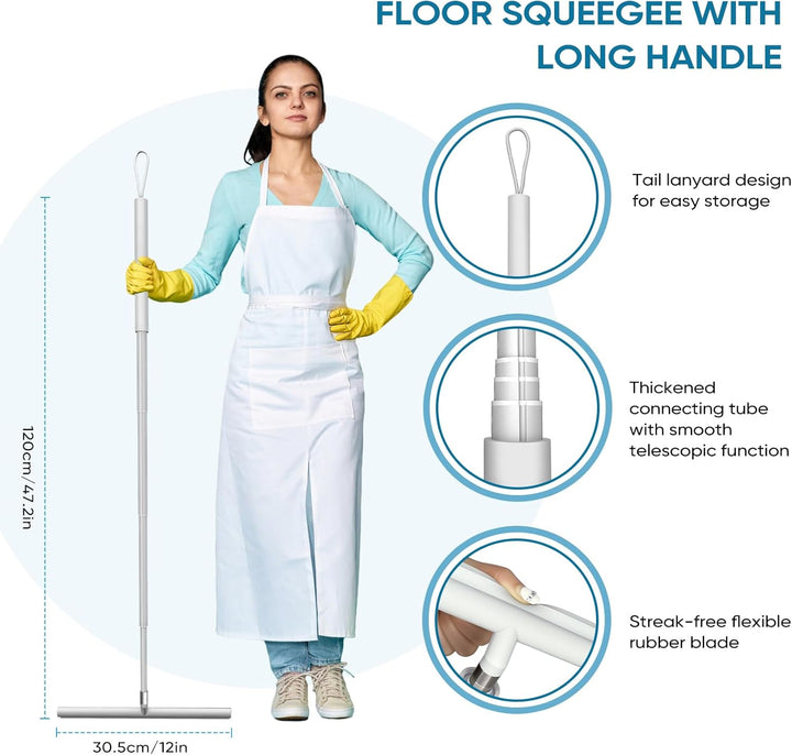 Duschabzieher Einstellbar 30-120cm,Duschabzieher Set mit Halterung, Ohne Bohren Abzieher, Abzieher f
