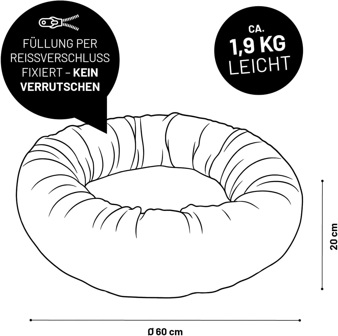 Lumaland Komfort Katzenbett Cord, Ø 60 cm | Katzenhöhle Rutschfester Boden | Katzen Zubehör mit Soft