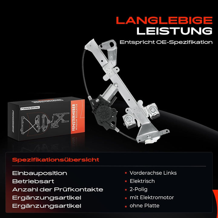 Frankberg Fensterheber Mit Motor Vorne Links für Fiesta V JH, JD JH_, JD_ Schrägheck 4/5-Türig 2001-
