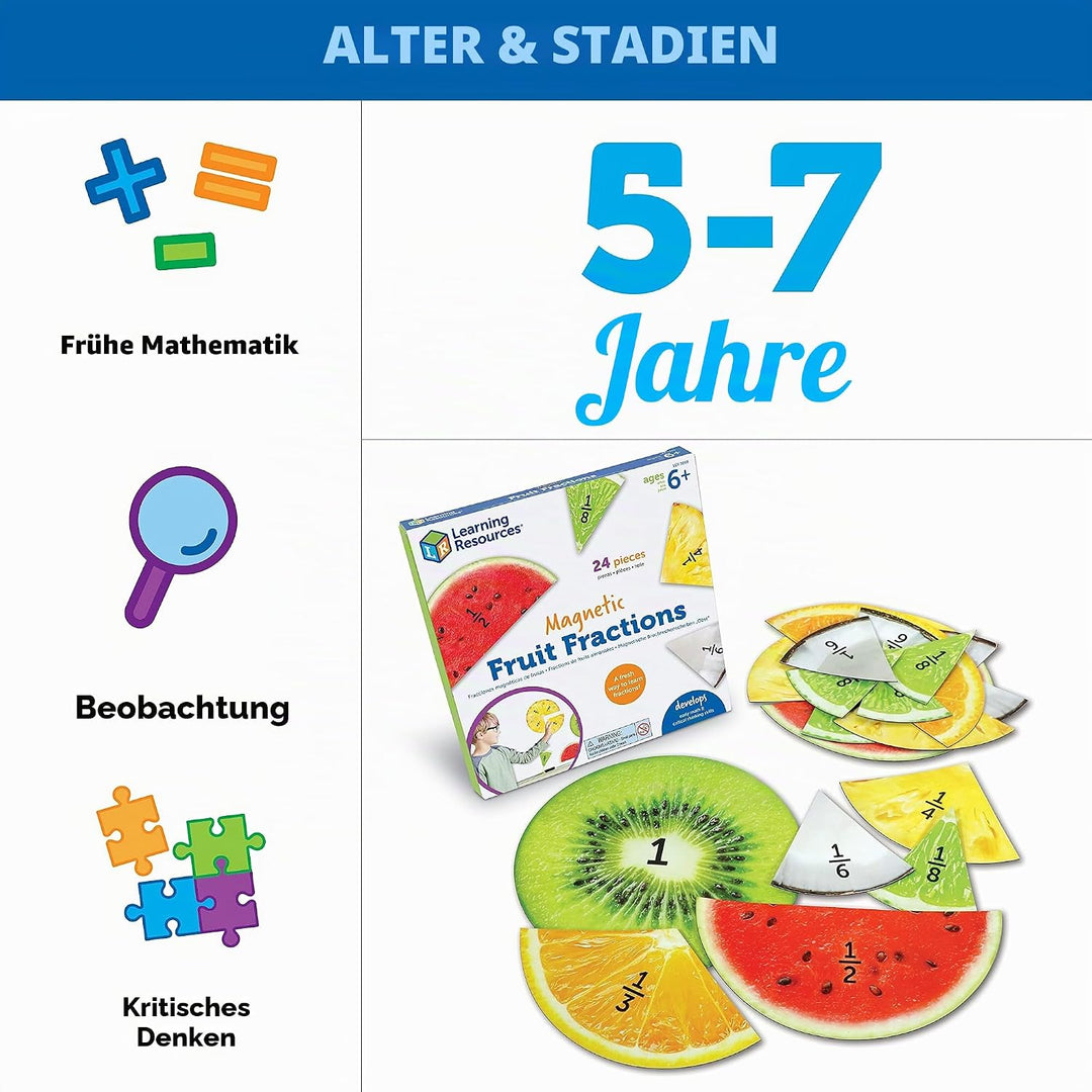 Fractions de fruits aimantées de Learning Resources, apprentissage des nombres pour enfants, maths,