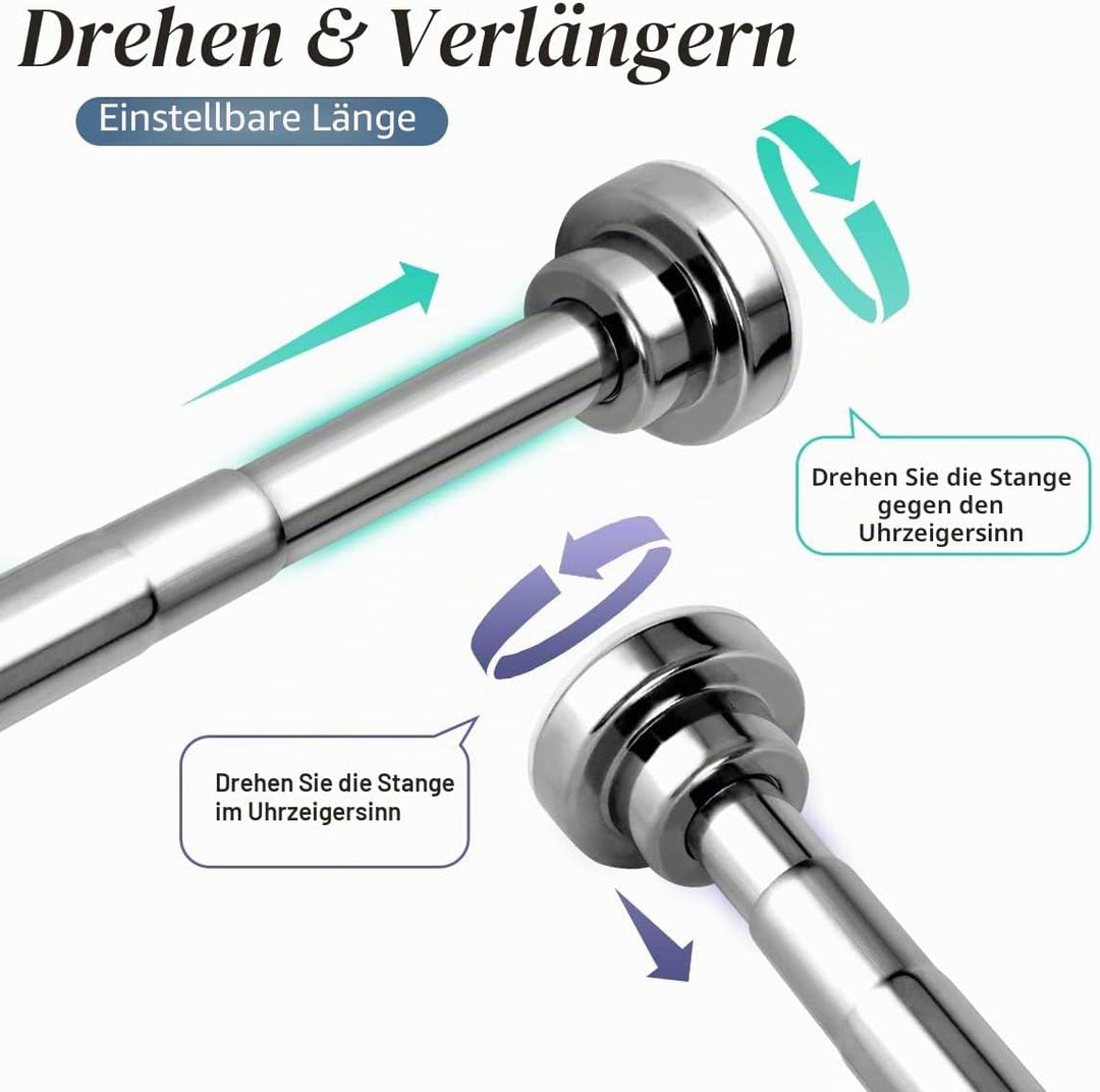 Teleskopstange Edelstahl Duschvorhangstange 65-100cm,Starker Halt ohne Bohren,silber kleiderstange,