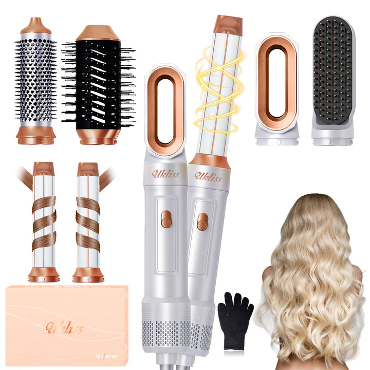 UKLISS Hairstyler 6 in 1 Air Styler Set - Pro Haarstyler mit Rundbürstenföhn, Air Curler, Warmluftbü