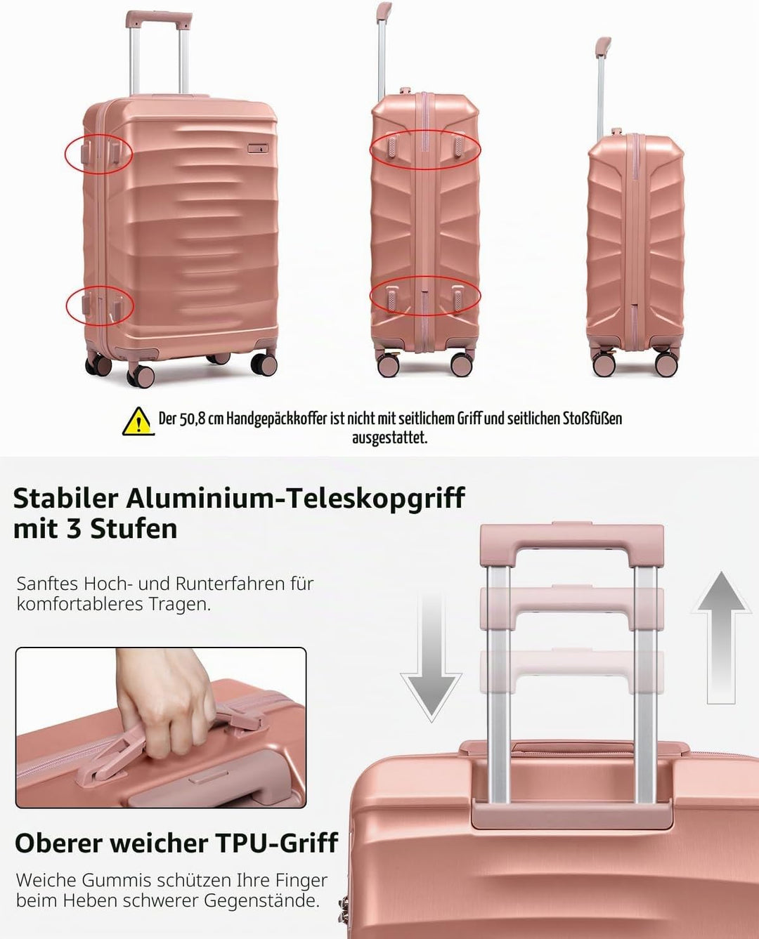 Sea choice Reisekoffer Set 5 Teilig ABS Hartschale Trolley Kofferset Gepäckset Grosse Kapazität Hand