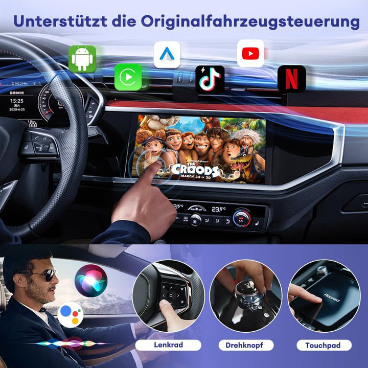 Carlinkit CP2A Pro Wireless CarPlay Adapter–Unterstützt für Netflix/YouTube/TikTok Lite Streaming we