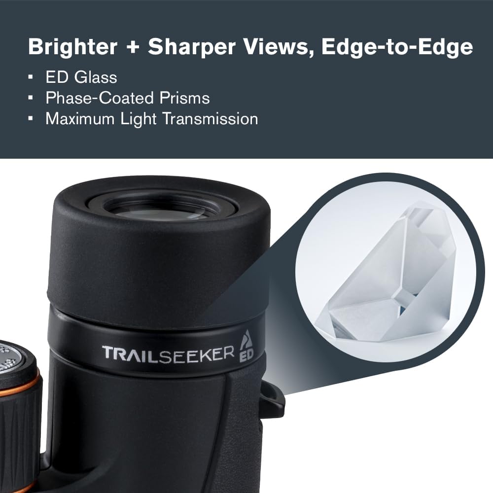 Celestron 71405 TrailSeeker ED 8 x 42 Roof Prism Binocular, Fully Multi-Coated Lens, BaK-4 Prism Gla