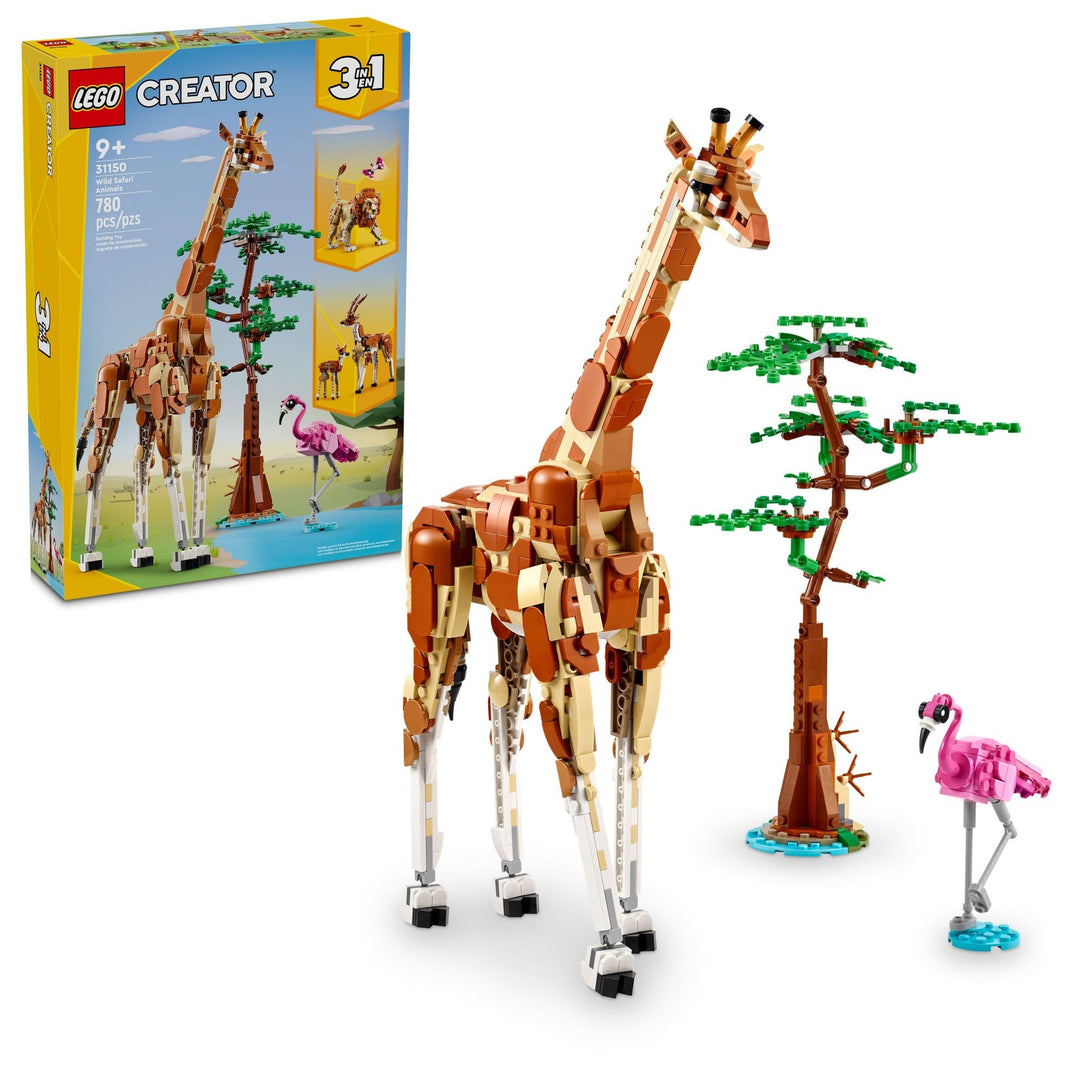 LEGO Creator 3in1 Tiersafari, Kreativ-Set mit Tierfiguren, Spielzeug-Giraffe, Gazellen und Löwe, Spi