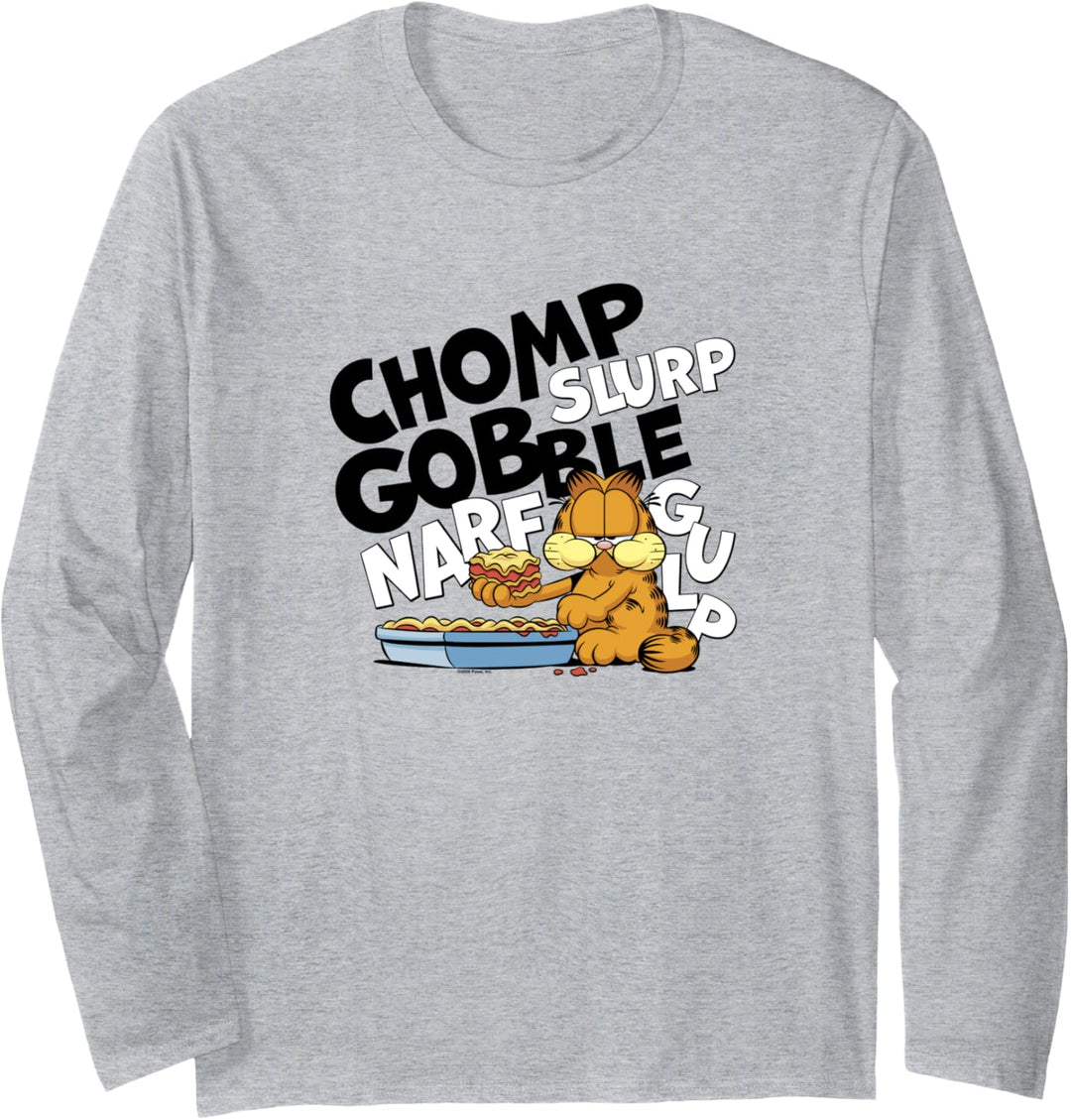 Garfield Eating Lasagna Chomp Gobble Gulp Slurp Langarmshirt