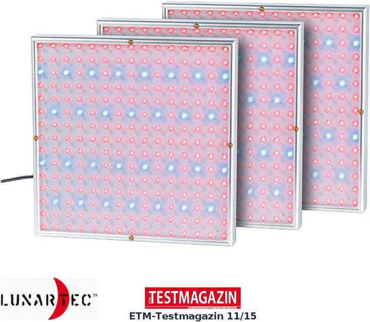 Lunartec Profi LED-Pflanzen-Wachstums-leuchtpanels, 225 LEDs, 3er-Set