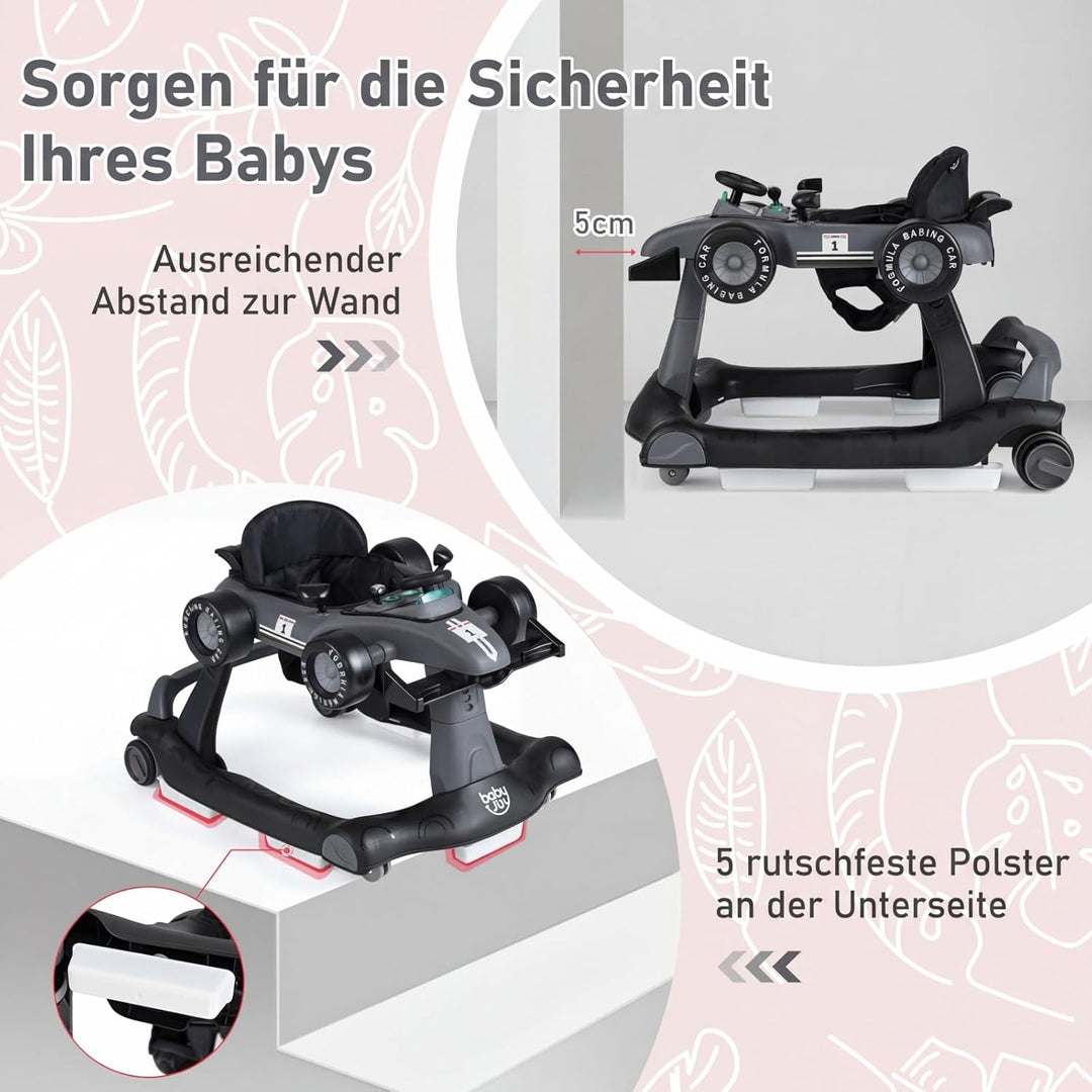 COSTWAY 4 in 1 Lauflernhilfe, Lauflernwagen klappbar mit verstellbarer Höhe & Geschwindigkeit, Baby