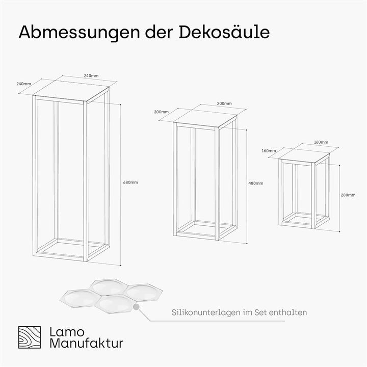 LAMO Manufaktur Pflanzenständer Set 3 Stück 28/48/68 cm - Blumenhocker Weiss aus Metall | Blumenstän