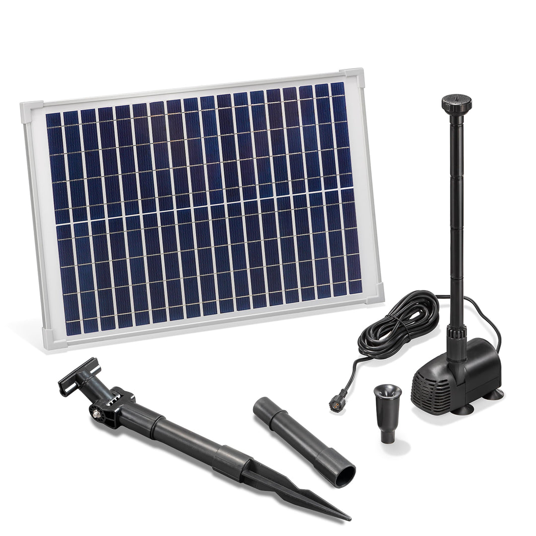 Solar Teichpumpe 20 Watt Solarmodul 1350 l/h Fördermenge 1,9 m Förderhöhe Komplettset für Gartenteic