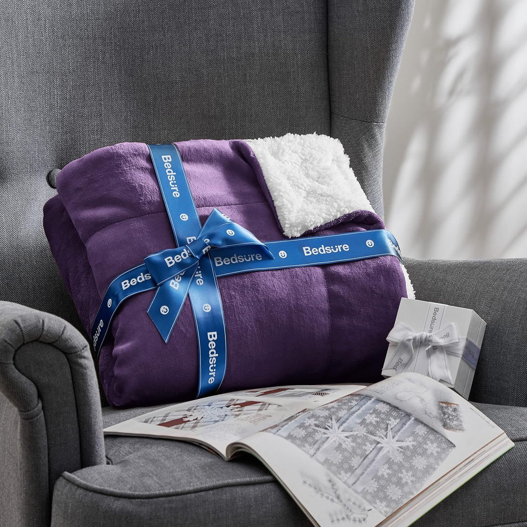 BEDSURE Kuscheldecke - Warm Sherpa Wolldecke & Sofadecke, Flauschig Sofaüberwurf Decke, Dicke Couchd
