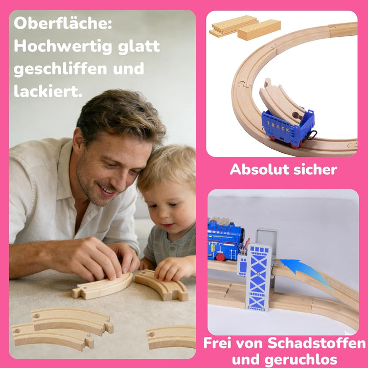 Holzeisenbahn Zubehör, Holz Eisenbahn Brückenspielzeug, Holz Eisenbahn Kinder Zug Spielzeug, Kompati