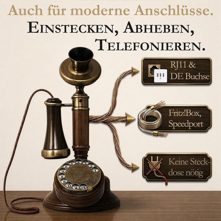 Opis 1921 Cable - Modell C - Retro Telefon/Altes Telefon mit Wählscheibe/Festnetztelefon Retro/Antik