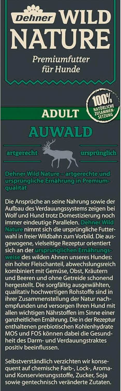 Dehner Wild Nature Hundefutter Auwald, Trockenfutter getreidefrei / zuckerfrei, für ausgewachsene Hu
