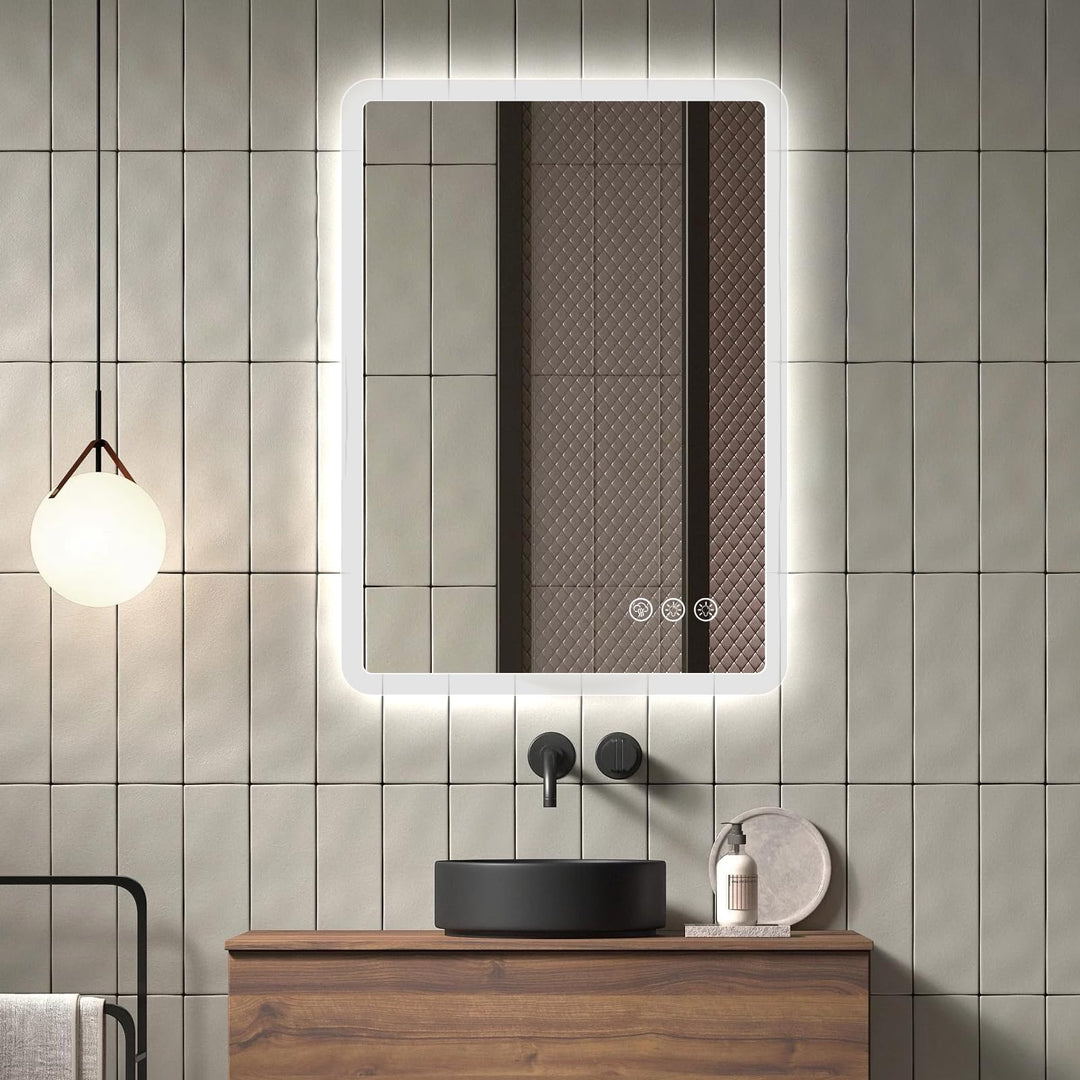 Ratsamee Badezimmerspiegel mit Beleuchtung LED, 50x70cm Spiegel mit Light, Wandspiegel mit Frontbele