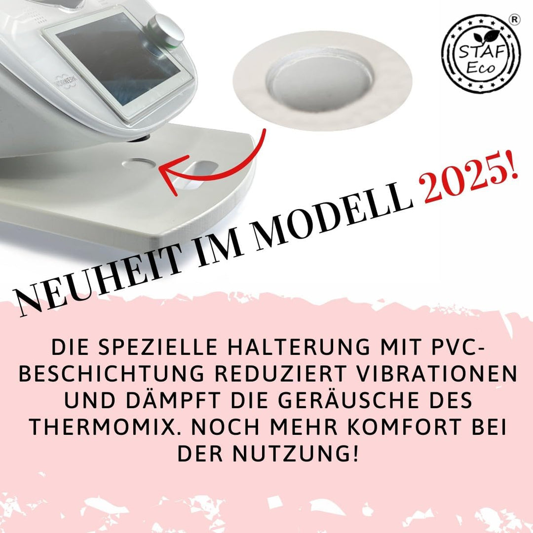STAFECO® Gleitbrett für Thermomix Holz 100% TM6 TM5 Zubehör Rollbrett Slider müheloses Verschieben &