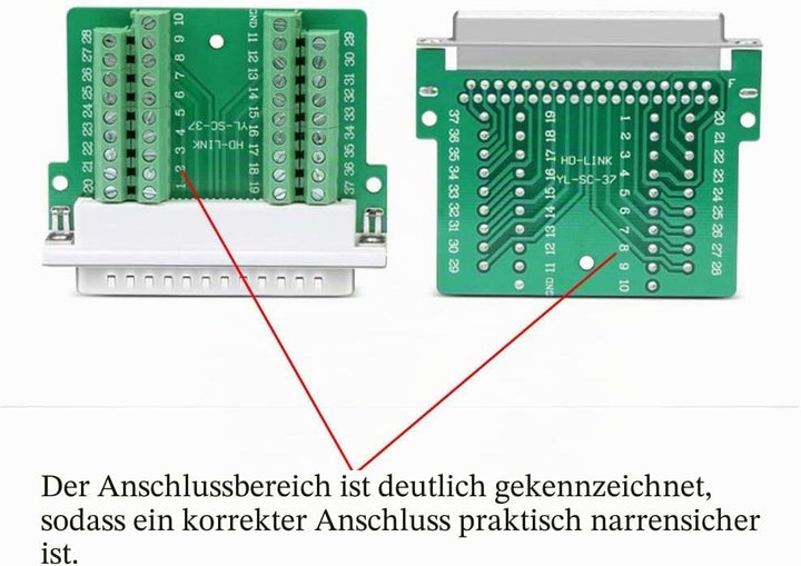 PENGLIN Thinner DB37 Solderless RS232 D-SUB Serial to 37-pin Port Terminal Stecker Adapterverbinder