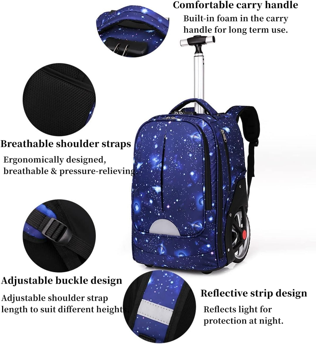 FEEIMOL Trolley Rucksack mit Rollen Rolling Schultasche für Mädchen Jungen Schüler Reisegepäck Lapto