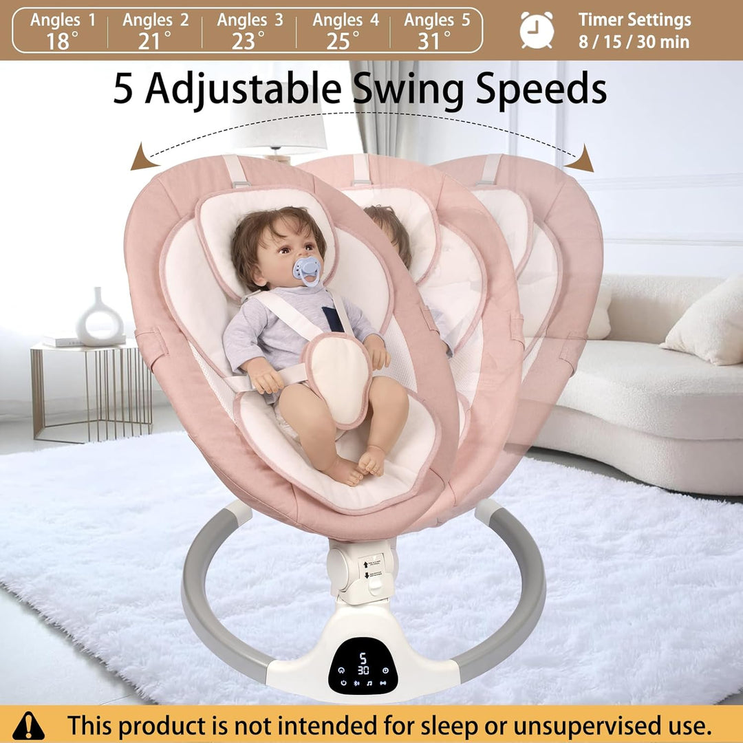 Elektrische Babywippe für Säuglinge bis 9 kg, klappbar, mit Fernbedienung & Bluetooth, Timer-Funktio