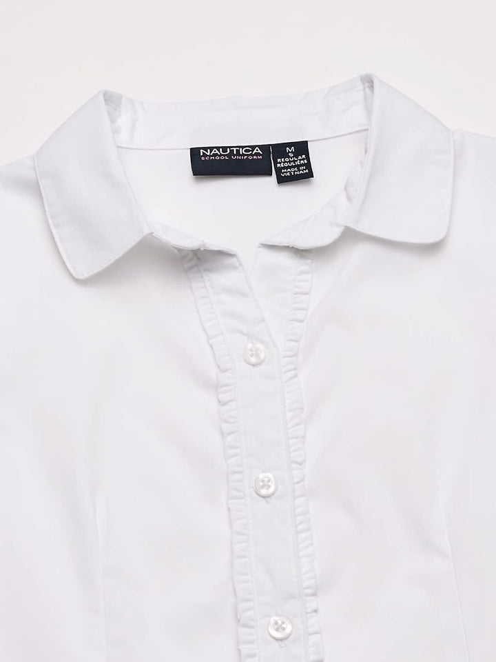 Nautica Mädchen Short Sleeve Blouse Hemd Medium (8/10) Weiss, Medium (8/10) Weiß