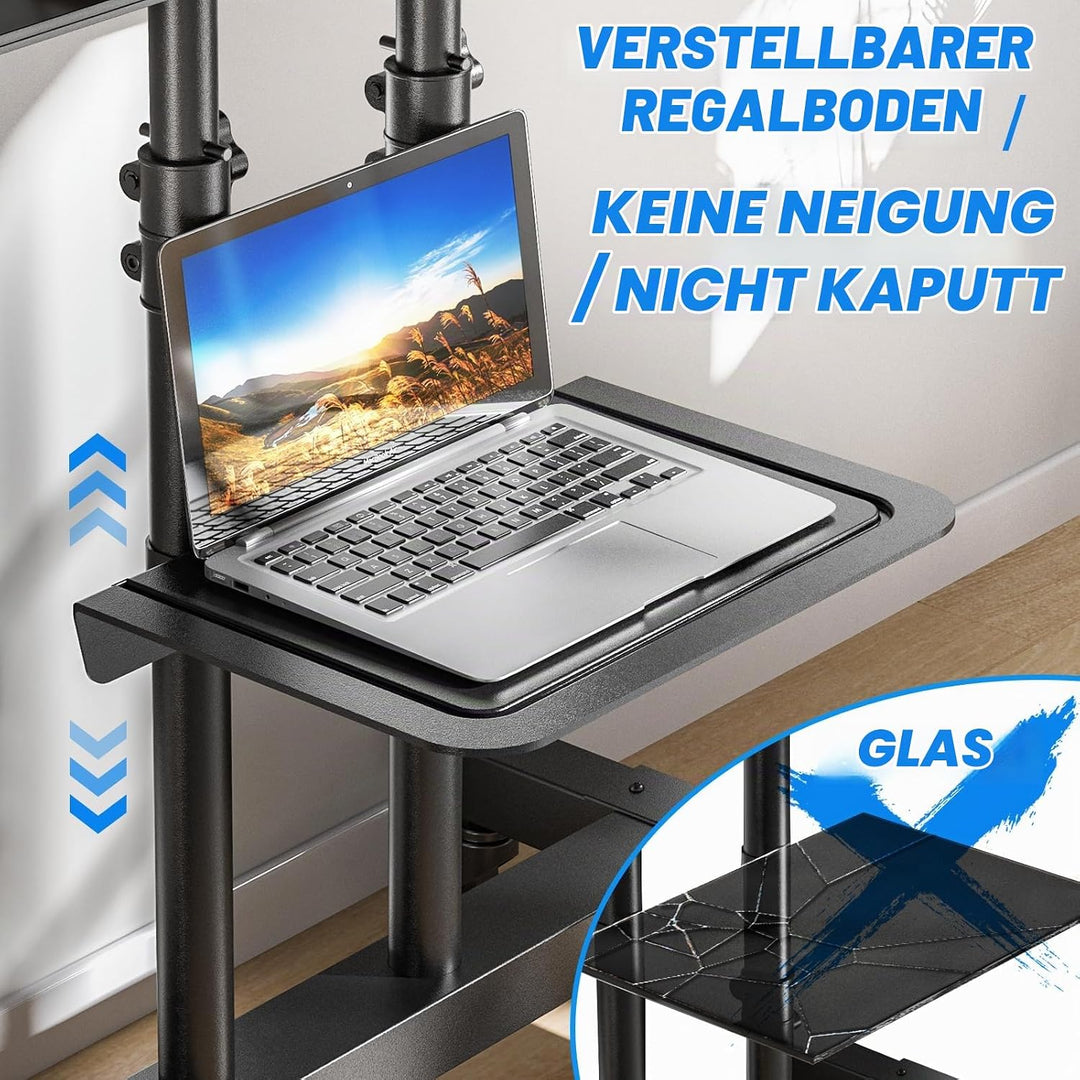 RFIVER Universal TV Ständer Rollbar für 32 40 42 43 49 50 55 65 70 75 Zoll Fernseher, TV Wagen mit R