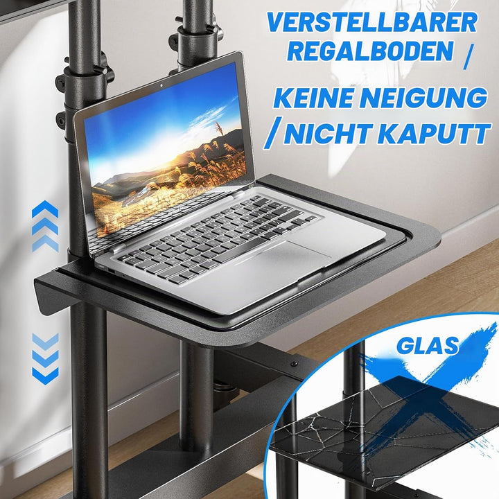 RFIVER Universal TV Ständer Rollbar für 32 40 42 43 49 50 55 65 70 75 Zoll Fernseher, TV Wagen mit R