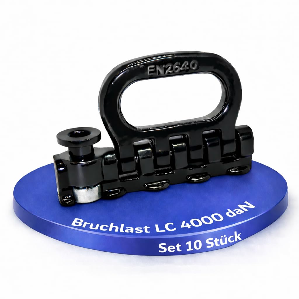10 x Vierfach Fitting Endbeschlag Endfitting für Airlineschiene Zurrschiene 4000 daN, klappbar