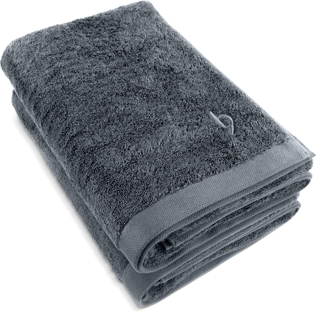 herzbach home Premium Duschtuch 2er-Set 70 x 140 cm (Anthrazit) – Grosse, weiche & saugstarke Dusch-