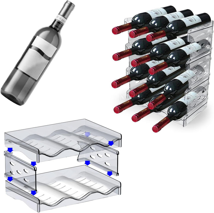 Flaschenregal Kühlschrank Stapelbarer 2 Tier 6 Flaschen Organizer Schrank Weinregal Weinflaschenhalt