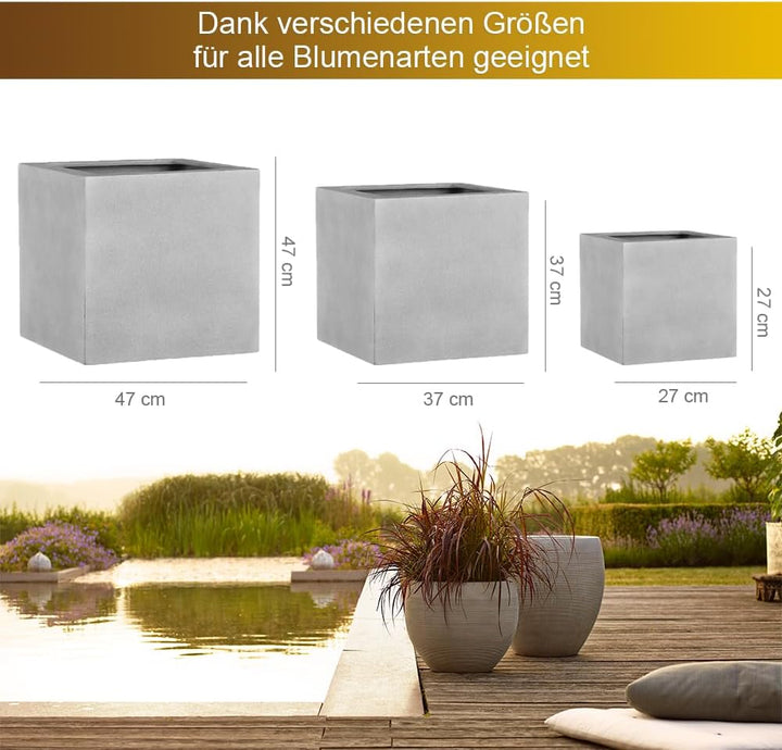 Esteras Blumenkübel Eckig - Pflanzkübel Gross für Aussen - Blumenkübel Hoch mit Wasserabfluss, Frost