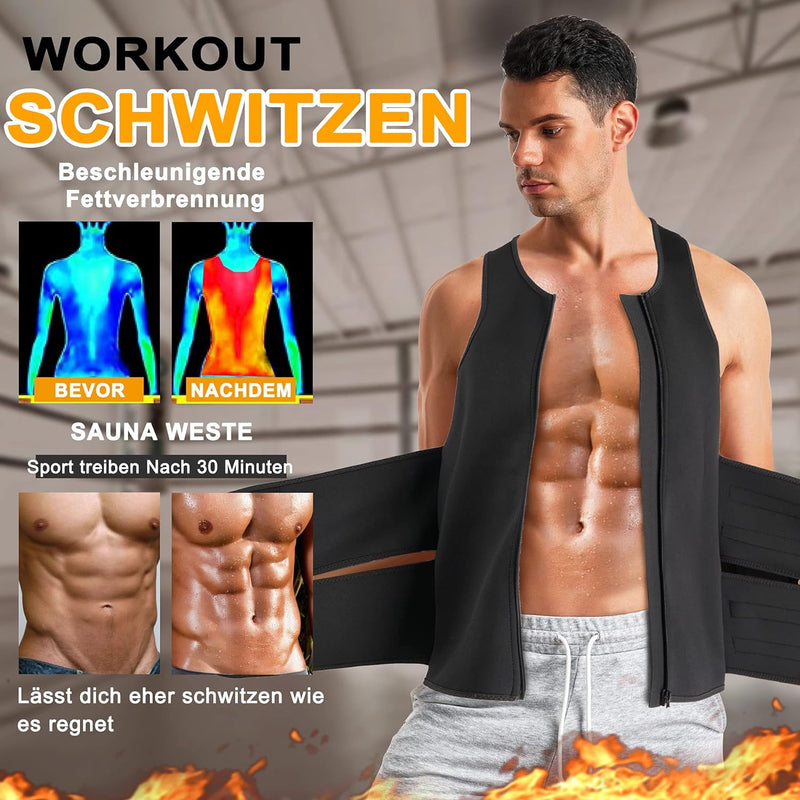 Bingrong Herren Bauchweggürtel Fitnessgürtel Schwitzgürtel Fitness Gürtel Bauchgürtel Abnehmen Neopr