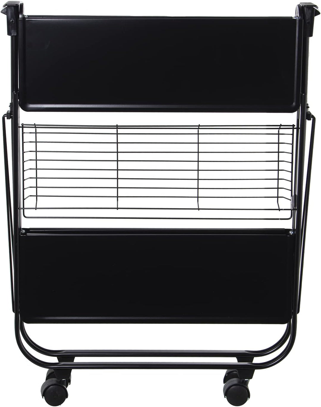 DRW Faltbarer Servierwagen mit Metallrädern in Schwarz, 70 x 40 x 68 cm