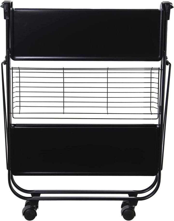 DRW Faltbarer Servierwagen mit Metallrädern in Schwarz, 70 x 40 x 68 cm