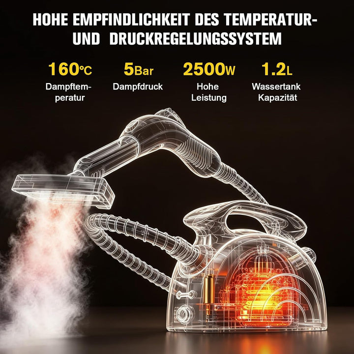 Waitbird 5 Bar Dampfreiniger 160 °C, 99,9% Bakterien für Bad Und Küche