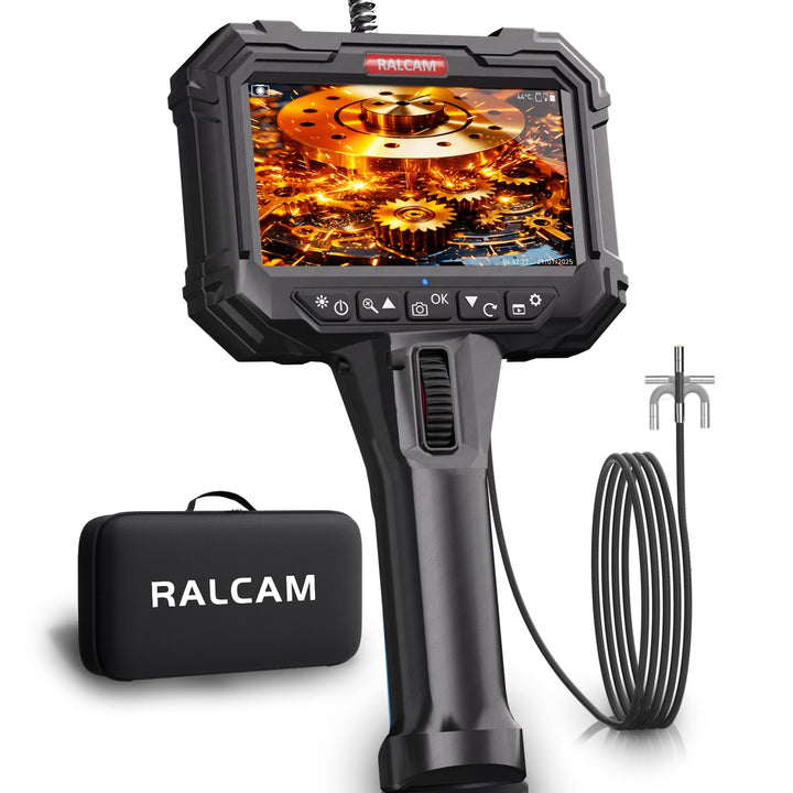 Ralcam Endoskopkamera mit Licht, Endoscope Camera mit 210° beweglichem Kopf, 5.5mm Sonde, 5" HD Bild