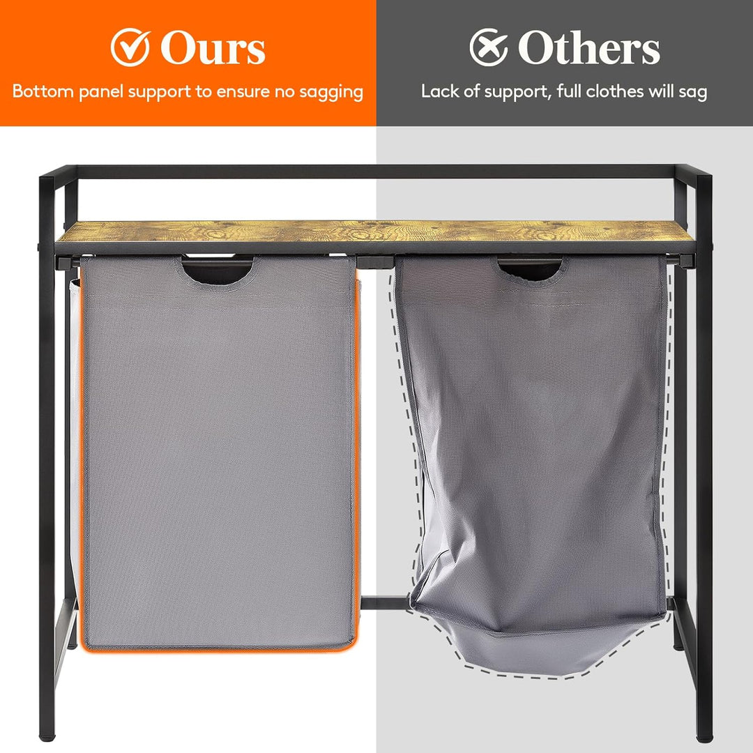 Lifewit Wäschekorb 2 Fächer, 95L/47,5x2L Wäschesammler mit Ablage, Laundry Baskets mit herausziehbar